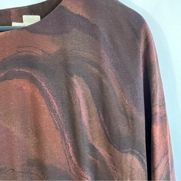 Vintage Lansford II Dress Drop Waist Batwing Sleeves Midi Plus Size 16 Brown Geo - Picture 2 of 7